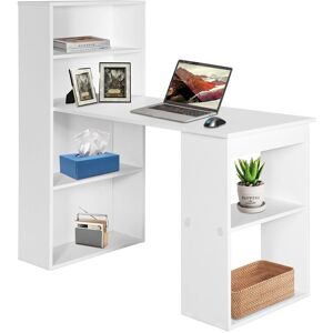 Costway Computer Writing Desk w/ Bookcase 6-tier Shelves Reversible Home Office Dorm in White White Costway Computer Writing Desk w/ Bookcase 6-tier Shelves Reversible Home Office Dorm in White White