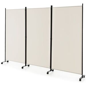 Costway 3 Panel Room Divider on Wheels Rolling Privacy Screens Portable Freestanding in White White Costway 3 Panel Room Divider on Wheels Rolling Privacy Screens Portable Freestanding in White White