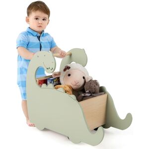 Costway 2 in 1 Wooden Baby Push Walker Toddler Shopping Cart w/ Handle in Green Green Costway 2 in 1 Wooden Baby Push Walker Toddler Shopping Cart w/ Handle in Green Green