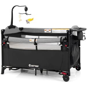 Costway 5-in-1 Baby Bassinet Bedside Sleeper Portable Pack & Play-Black in Black Black Costway 5-in-1 Baby Bassinet Bedside Sleeper Portable Pack & Play-Black in Black Black