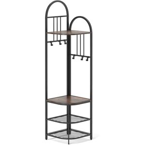 Costway 4-Tier Coat Rack 180cm Tall Entryway Shoes Shelf Organizer-Brown in Brown Brown Costway 4-Tier Coat Rack 180cm Tall Entryway Shoes Shelf Organizer-Brown in Brown Brown