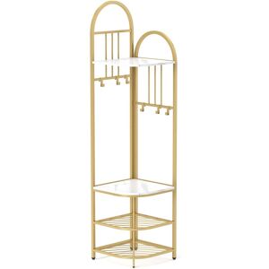 Costway 4-Tier Coat Rack 180cm Tall Entryway Shoes Shelf Organizer-White in White White Costway 4-Tier Coat Rack 180cm Tall Entryway Shoes Shelf Organizer-White in White White