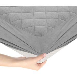 Costway Super King Size Mattress Protector Super Soft Velvet Mattress Topper in Grey Grey Costway Super King Size Mattress Protector Super Soft Velvet Mattress Topper in Grey Grey