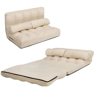 Costway 3 IN 1 Folding Lazy Sofa Bed Floor Sleeper Seat 6-Position Adjustable 2 Pillows in Beige Beige Costway 3 IN 1 Folding Lazy Sofa Bed Floor Sleeper Seat 6-Position Adjustable 2 Pillows in Beige Beige