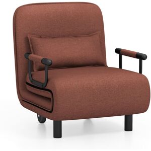Costway Single Folding Sofa Bed Chair Modern Fabric Sleep Function Holder-Coffee in Dark Brown Dark Brown Costway Single Folding Sofa Bed Chair Modern Fabric Sleep Function Holder-Coffee in Dark Brown Dark Brown
