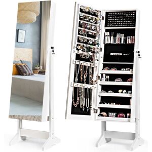 Costway Jewelry Cabinet Free Standing Jewelry Armoire w/Full-Length Mirror in White White Costway Jewelry Cabinet Free Standing Jewelry Armoire w/Full-Length Mirror in White White