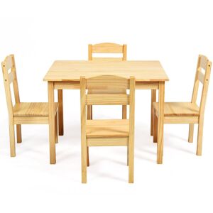 Costway Kids Table & 4 Chairs Set Activity Table Set Wooden Table Furniture in Natural Natural Costway Kids Table & 4 Chairs Set Activity Table Set Wooden Table Furniture in Natural Natural