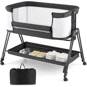 Costway Baby Bedside Crib Folding Sleeper Bassinet Cot Bed Portable 7 Adjustable Heights in Grey Grey Cot Bed Costway Baby Bedside Crib Folding Sleeper Bassinet Cot Bed Portable 7 Adjustable Heights in Grey Grey Cot Bed