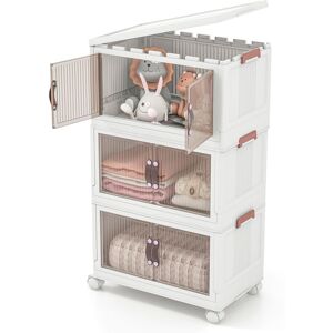 Costway 25.5 Gal Storage Bins Bedroom Collapsible Storage Containers with Lid Multicolor Costway 25.5 Gal Storage Bins Bedroom Collapsible Storage Containers with Lid Multicolor