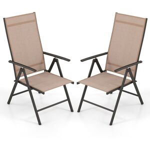 Gymax 2 Pcs Patio Folding Dining Chairs Adjustable Outdoor Reclining Chairs in Brown Size: 2 Pack Brown 2 Pack Gymax 2 Pcs Patio Folding Dining Chairs Adjustable Outdoor Reclining Chairs in Brown Size: 2 Pack Brown 2 Pack