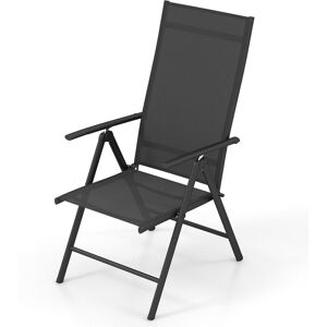 Gymax 1 PCS Patio Folding Dining Chairs Adjustable Outdoor Reclining Chairs in Black Black Gymax 1 PCS Patio Folding Dining Chairs Adjustable Outdoor Reclining Chairs in Black Black