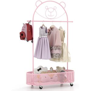 Costway Kid Clothes Rack Home Freestanding Clothes Rack on Wheels-Pink in Pink Pink Costway Kid Clothes Rack Home Freestanding Clothes Rack on Wheels-Pink in Pink Pink