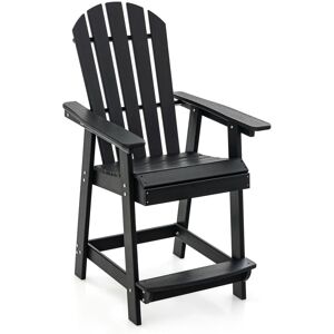 Costway Outdoor Adirondack Bar Stool HDPE Patio Chair Garden Counter Height Bar Stool in Black Black Costway Outdoor Adirondack Bar Stool HDPE Patio Chair Garden Counter Height Bar Stool in Black Black