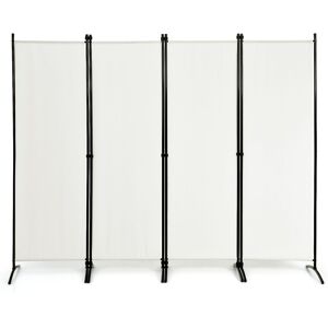 Costway Folding Room Divider 4 Panel Wall Privacy Screen Protector Home Living Room in White White Costway Folding Room Divider 4 Panel Wall Privacy Screen Protector Home Living Room in White White