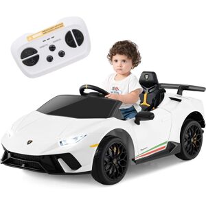 Gymax Ride on Car 12V Battery Powered Electric Vehicle Toy Lamborghini-White in White White Gymax Ride on Car 12V Battery Powered Electric Vehicle Toy Lamborghini-White in White White