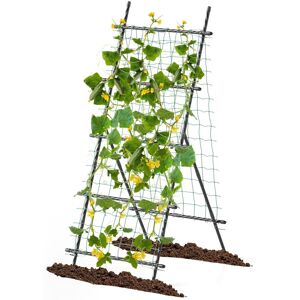 Costway 190 cm Tall Garden Trellis Vertical Plant Support Stand w/ Netting in Black Black Costway 190 cm Tall Garden Trellis Vertical Plant Support Stand w/ Netting in Black Black