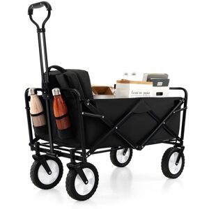 Costway Outdoor Collapsible Folding Utility Wagon Heavy Duty Camping Garden Cart in Black Black Costway Outdoor Collapsible Folding Utility Wagon Heavy Duty Camping Garden Cart in Black Black