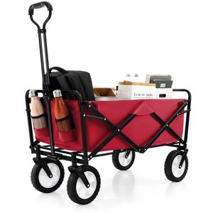 Costway Outdoor Collapsible Folding Utility Wagon Heavy Duty Camping Garden Cart in Red Red Costway Outdoor Collapsible Folding Utility Wagon Heavy Duty Camping Garden Cart in Red Red