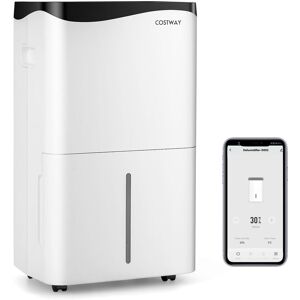 Costway Smart Dehumidifier Home 50L/ Day WiFi Enabled Dehumidifier w/4 Modes in White White Costway Smart Dehumidifier Home 50L/ Day WiFi Enabled Dehumidifier w/4 Modes in White White