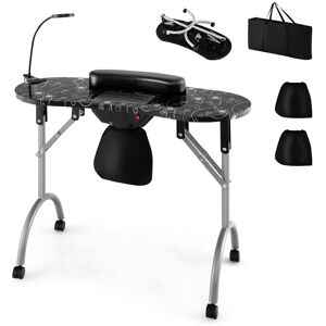 Costway Folding Manicure Nail Table with Electric Dust Collector & Wheels in Black Black Costway Folding Manicure Nail Table with Electric Dust Collector & Wheels in Black Black