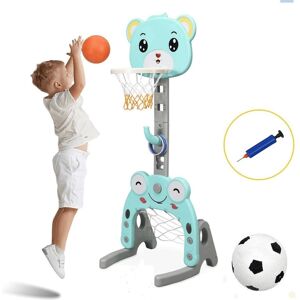 Costway Basketball Hoop Set Stand Kids 3-in-1 Sports Activity Center in Blue Blue Costway Basketball Hoop Set Stand Kids 3-in-1 Sports Activity Center in Blue Blue