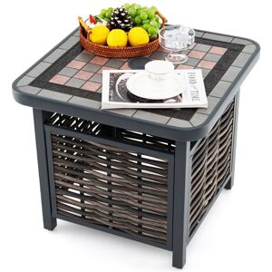 Costway 55cm Outdoor PE Rattan Side Table All Weather Patio Square End Table in Brown Brown Costway 55cm Outdoor PE Rattan Side Table All Weather Patio Square End Table in Brown Brown