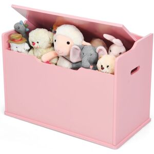 Costway Wooden Toy Box & Lift-Top Storage Chest with Seating Bench in Pink Pink Costway Wooden Toy Box & Lift-Top Storage Chest with Seating Bench in Pink Pink