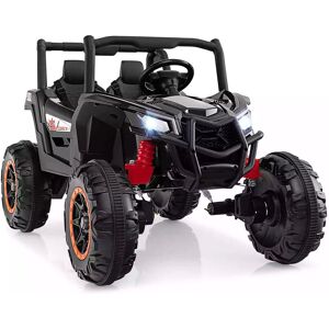 Gymax Electric Ride on UTV Remote Control Car With 2-Seat Music & Lights in Black Black Gymax Electric Ride on UTV Remote Control Car With 2-Seat Music & Lights in Black Black
