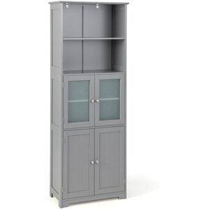 Gymax 163cm Tall Bathroom Cabinet Kitchen Cupboard With Adjustable Shelves in Grey Grey Gymax 163cm Tall Bathroom Cabinet Kitchen Cupboard With Adjustable Shelves in Grey Grey