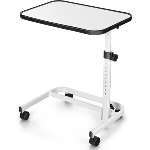 Gymax Overbed Table Portable Bedside Table Adjustable Height Lockable Wheels in White White Gymax Overbed Table Portable Bedside Table Adjustable Height Lockable Wheels in White White