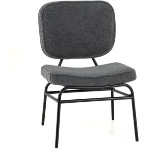 Gymax Upholstered Accent Chair Sherpa Side Chair With Adjustable Foot Pads in Grey Grey Gymax Upholstered Accent Chair Sherpa Side Chair With Adjustable Foot Pads in Grey Grey