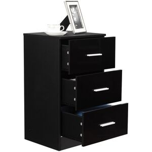 Gymax Nightstand Chest of Drawers With 3-Drawer Bedroom Organizer Black Black Gymax Nightstand Chest of Drawers With 3-Drawer Bedroom Organizer Black Black