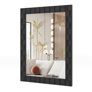 Gymax Wall Mirror Decorative Bathroom Mirror 80 x 60 CM Rubber Wooden Frame in Black Black 80 x 60 CM Gymax Wall Mirror Decorative Bathroom Mirror 80 x 60 CM Rubber Wooden Frame in Black Black 80 x 60 CM