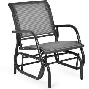 Gymax Glider Chair Metal Frame Swing Rocking Chair Armchair Outdoor Indoor in Grey Grey Gymax Glider Chair Metal Frame Swing Rocking Chair Armchair Outdoor Indoor in Grey Grey