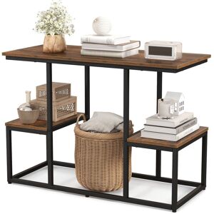 Costway Rustic TV Console Table for 50 Inches TVs Industrial Sofa Table Rack in Brown Brown Costway Rustic TV Console Table for 50 Inches TVs Industrial Sofa Table Rack in Brown Brown