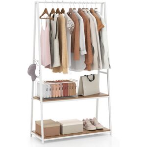 Costway Clothes Rack Home Freestanding Clothes Rack w/ 2 Shelves in Natural Natural Costway Clothes Rack Home Freestanding Clothes Rack w/ 2 Shelves in Natural Natural