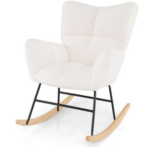 Costway Nursery Rocking Chair Teddy Fleece Fabric Upholstered Glider Chair in Beige Beige Costway Nursery Rocking Chair Teddy Fleece Fabric Upholstered Glider Chair in Beige Beige