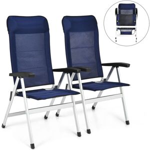 Gymax 2 PCS Patio Folding Chairs Portable Chaise Lounger Adjustable Backrest in Navy Size: 2 Pack Navy 2 Pack Gymax 2 PCS Patio Folding Chairs Portable Chaise Lounger Adjustable Backrest in Navy Size: 2 Pack Navy 2 Pack