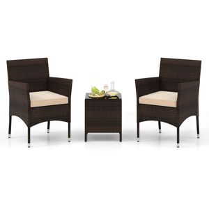 Gymax 3-Pieces Patio Furniture Set Outdoor PE Rattan Wicker Chairs in Beige Beige Gymax 3-Pieces Patio Furniture Set Outdoor PE Rattan Wicker Chairs in Beige Beige