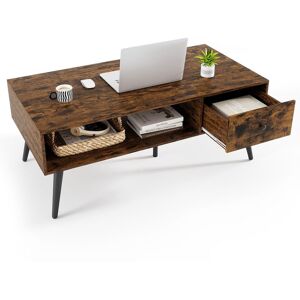 Gymax Mid Century Coffee Table Rectangular TV Stand Cocktail Table With Drawer in Brown Brown Gymax Mid Century Coffee Table Rectangular TV Stand Cocktail Table With Drawer in Brown Brown