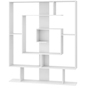 Gymax 7-Tier Bookshelf Geometric Bookcase with 2 Anti-Tipping Kits-White in White White Gymax 7-Tier Bookshelf Geometric Bookcase with 2 Anti-Tipping Kits-White in White White