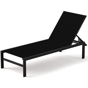 Gymax Aluminum Chaise Lounge Chair Patio Recliner With Adjustable Backrest in Black Black Gymax Aluminum Chaise Lounge Chair Patio Recliner With Adjustable Backrest in Black Black