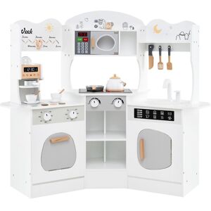 Gymax Corner Play Kitchen Toy Kitchen Playset With Lights & Sounds Microwave in White White Gymax Corner Play Kitchen Toy Kitchen Playset With Lights & Sounds Microwave in White White