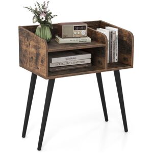 Gymax Modern Nightstand Brown 2-Tier Bedside Table End Table With Open Shelves Brown Gymax Modern Nightstand Brown 2-Tier Bedside Table End Table With Open Shelves Brown