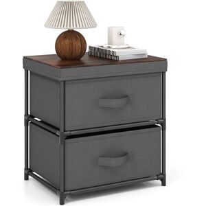 Gymax Dresser Nightstand Bedside Table With 2 Fabric Drawers & Removable Lid in Grey Grey Gymax Dresser Nightstand Bedside Table With 2 Fabric Drawers & Removable Lid in Grey Grey