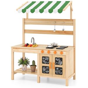 Gymax Kids Mud Toy Kitchen Garden Kitchen Playset With Canopy & 4 Stoves in Light Khaki Light Khaki Gymax Kids Mud Toy Kitchen Garden Kitchen Playset With Canopy & 4 Stoves in Light Khaki Light Khaki