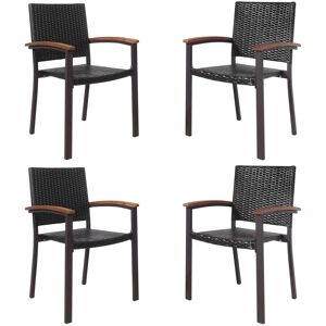 Gymax 4 Pack Outdoor PE Wicker Stackable Chairs Patio Dining Chairs-Brown in Brown Brown 4 Pack Gymax 4 Pack Outdoor PE Wicker Stackable Chairs Patio Dining Chairs-Brown in Brown Brown 4 Pack