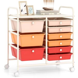 Gymax 9-Drawer Rolling Storage Cart Tools Scrapbook Paper Organizer With Metal Frame in Red Red Gymax 9-Drawer Rolling Storage Cart Tools Scrapbook Paper Organizer With Metal Frame in Red Red