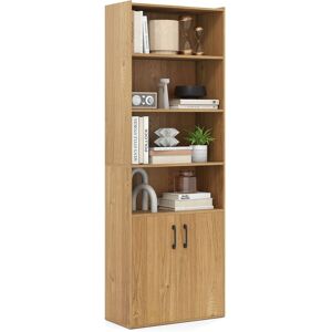 Gymax 178 CM Bookcase 6-tier Modern Style Door Cabinet With Shelves in Light Khaki Light Khaki Gymax 178 CM Bookcase 6-tier Modern Style Door Cabinet With Shelves in Light Khaki Light Khaki