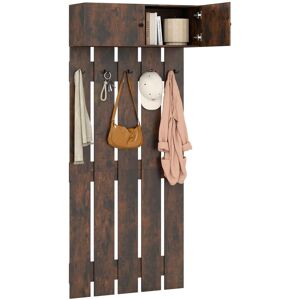 Gymax Entryway Wall Coat Rack Wall Mounted Coat Clothes Rack-Brown in Brown Brown Gymax Entryway Wall Coat Rack Wall Mounted Coat Clothes Rack-Brown in Brown Brown